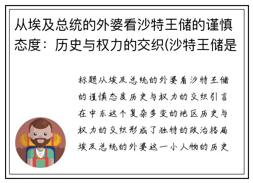 从埃及总统的外婆看沙特王储的谨慎态度：历史与权力的交织(沙特王储是谁)